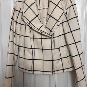 Tommy Hilfiger Cream and Black Plaid Blazer